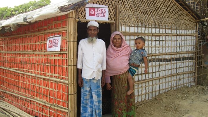 Rohingya Family in Front of their Shelter